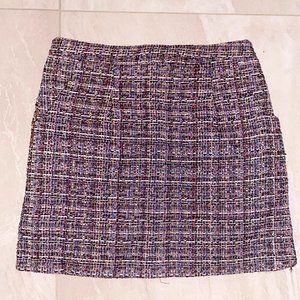 Y2K Preppy Multicolor Tweed Zip-Up Mini Skirt